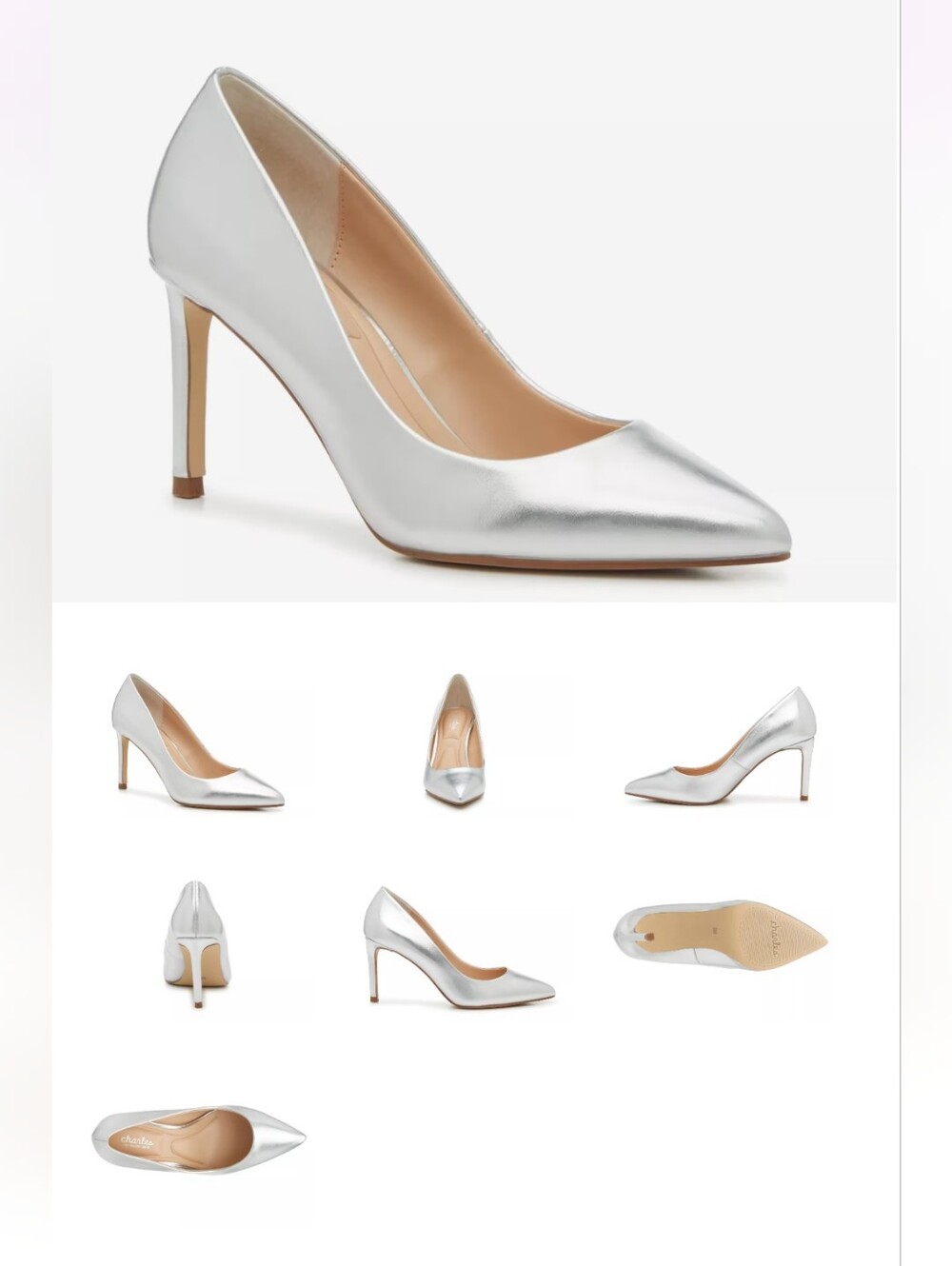 Charles David Sublime Silver Pointed Toe High Heel Pumps - Women